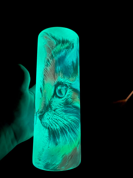 Vivid Colored Kitty with Butterfly on Nose Tumbler